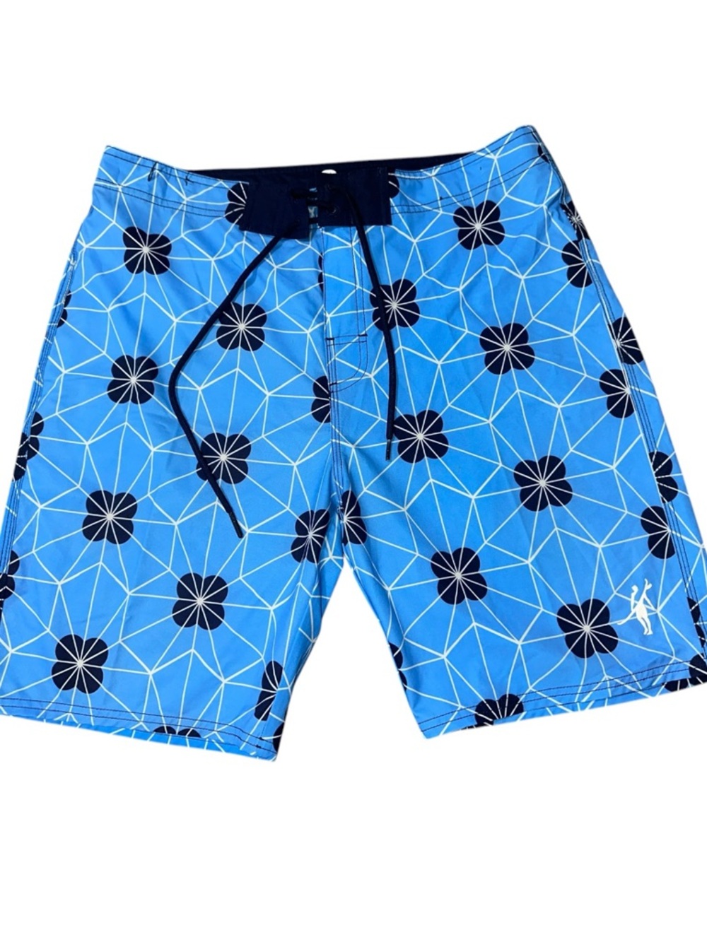 Toes on the Nose Men's Size 34 Blue Black Floral Geometric Swim Board Shorts